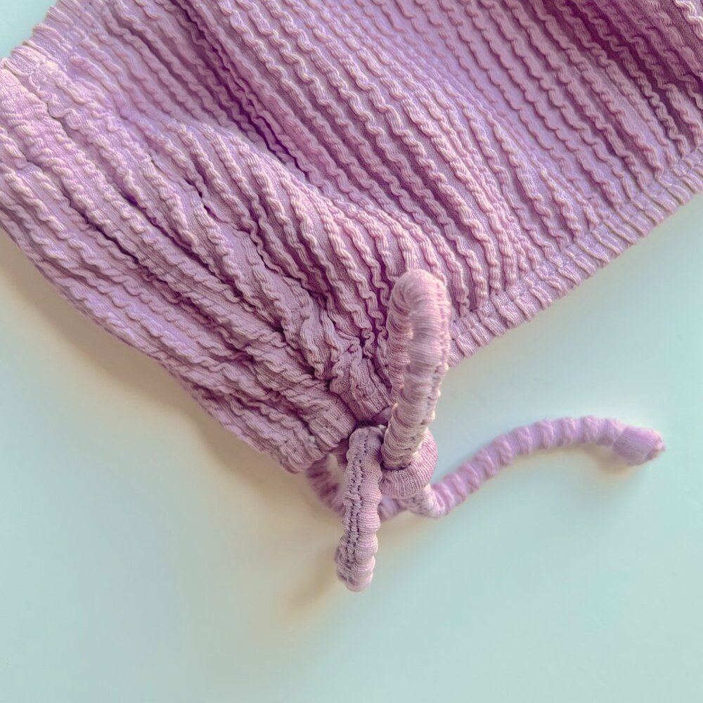 NWT Salt + Cove One Shoulder Side Shirred Bikini Top Dusty Lilac Size Small S - Picture 6 of 10